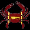 Shore Redneck  Football Burgundy/White/Gold Crab Decal