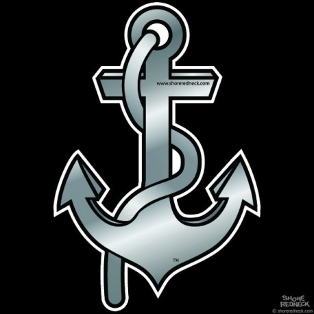 Shore Redneck Metal Look Anchor Decal