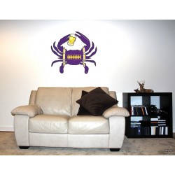 Shore Redneck Purple/Black/Gold Football Beer Crab Wall  Decal
