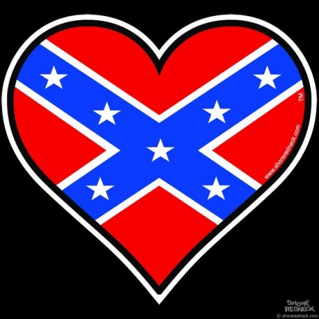 Shore Redneck Dixie Heart Decal