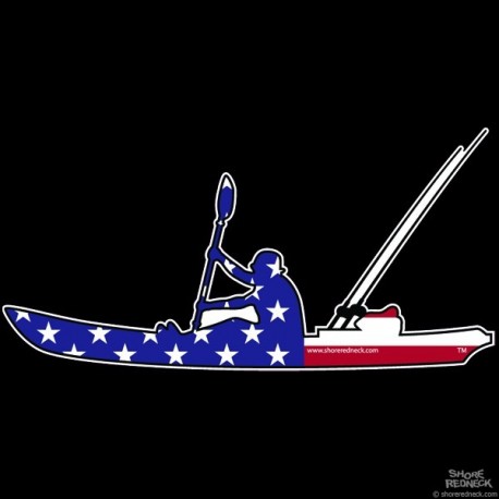 Shore Redneck USA Flag Kayak Fisherman Decal