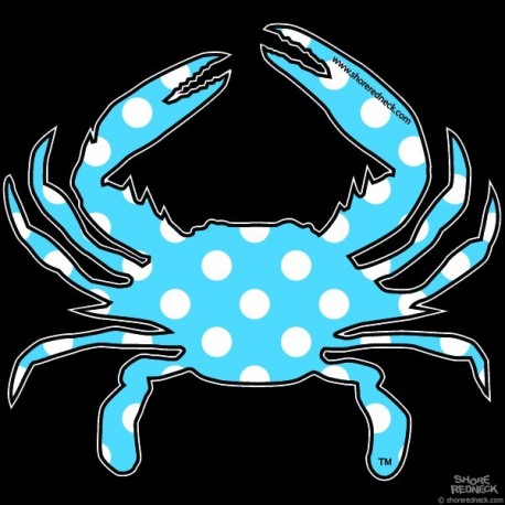 Shore Redneck Blue and White Polka Dot  Crab Decal