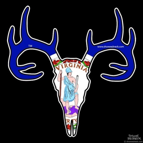 Shore Redneck Virginia Flag Buck Skull Decal