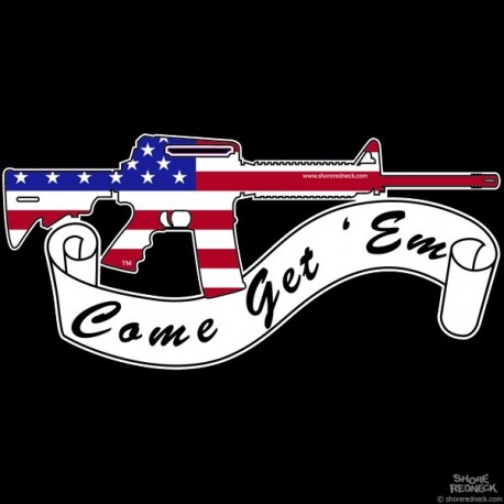 Shore Redneck AR-15 US Flag Come Get Em Decal