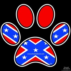 Shore Redneck Dixie Dog Paw Print Decal