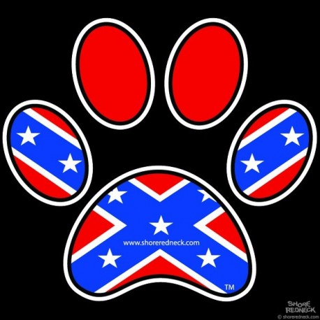 Shore Redneck Dixie Dog Paw Print Decal