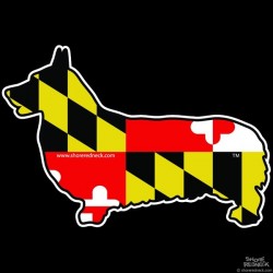 Shore Redneck Maryland Flag Corgi Decal