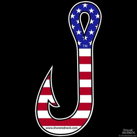 Shore Redneck USA Fishing Hook Decal