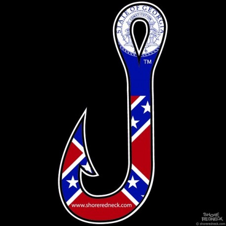 Shore Redneck Old Georgia Fishing Hook Decal