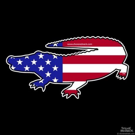 Shore Redneck U.S. Flag Alligator Decal