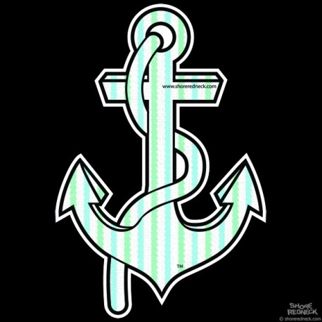 Shore Redneck Seer Sucker Mint Anchor Decal