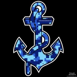 Shore Redneck Blue Digital Camo Anchor Decal