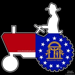 Shore Redneck Georgia Flag Tractor Decal