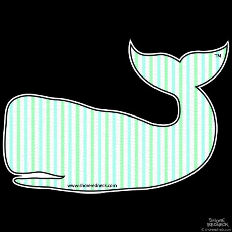 Shore Redneck Mint Seer Sucker Whale Decal