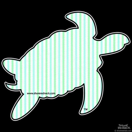 Shore Redneck Mint Seer Sucker Turtle Decal