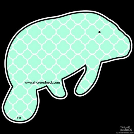 Shore Redneck Sea Foam Quatrefoil Manatee Decal