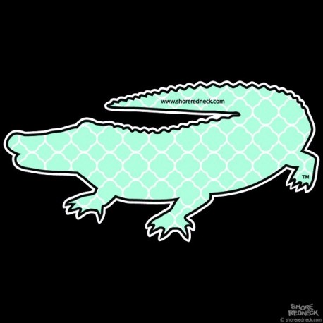 Shore Redneck Sea Foam Quatrefoil Gator Decal