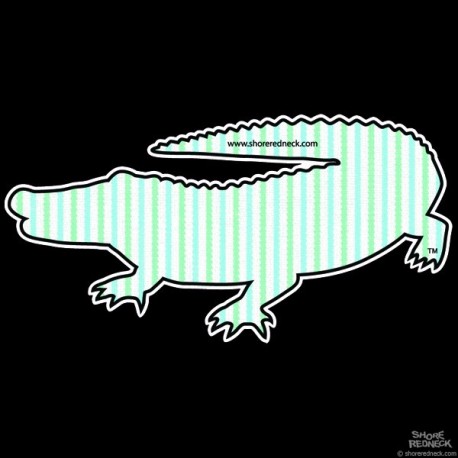 Shore Redneck Seer Sucker Mint Gator Decal