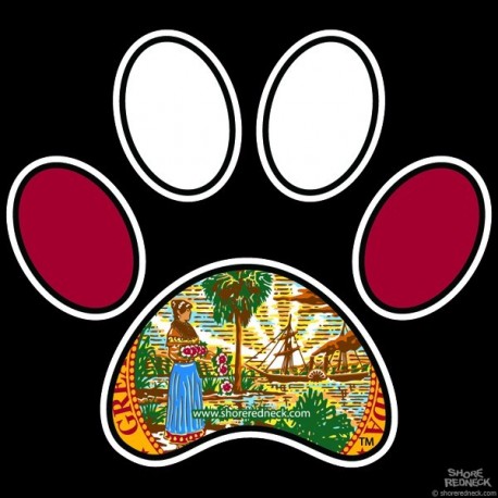 Shore Redneck Florida Dog Paw Print Decal