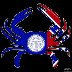 Shore Redneck Old Georgia Flag Crab Decal