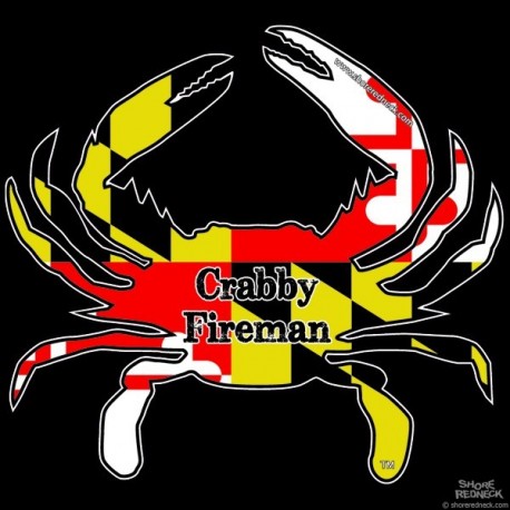 Shore Redneck MD Themed Crabby Fireman Decal