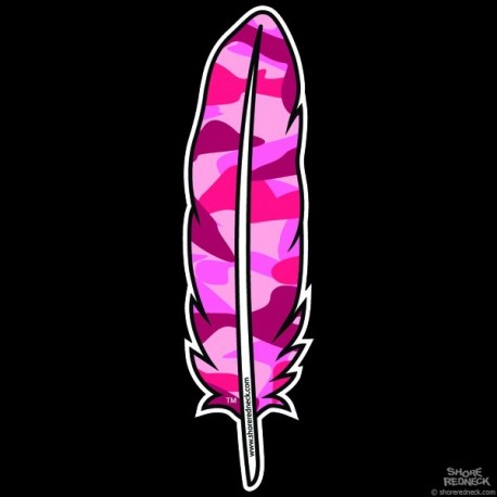 Shore Redneck Pink Camo Feather Decal