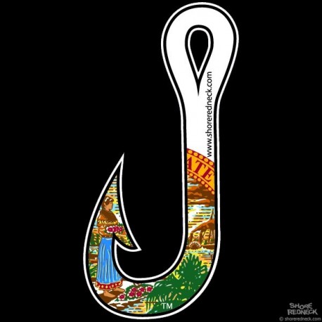 Shore Redneck FL Fishing Hook Decal