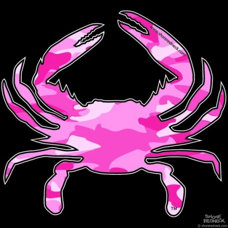 Shore Redneck Pink Camo Crab Decal