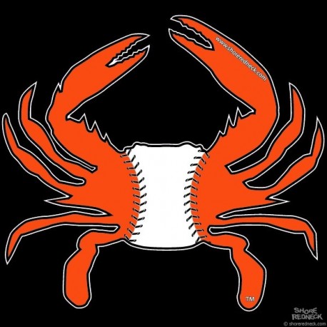 Shore Redneck Orange White Baseball Crab Decal