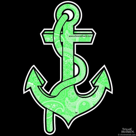 Shore Redneck Green Paisley Anchor Decal