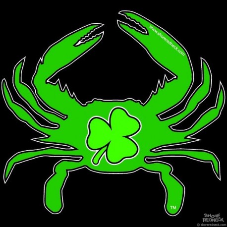 Shore Redneck Green Shamrock Crab Decal