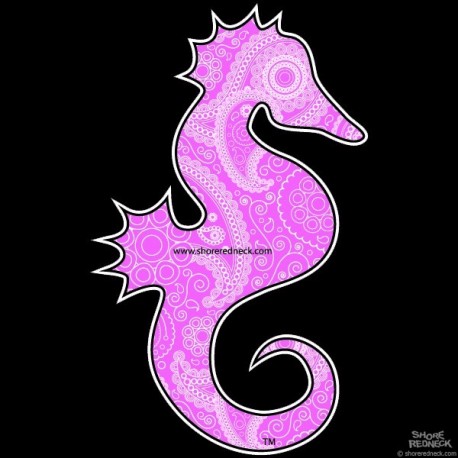 Shore Redneck Pink Paisley Seahorse Decal